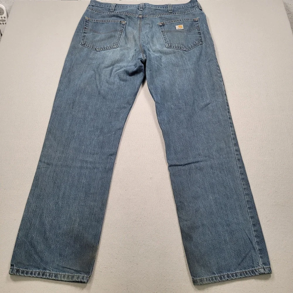 Carhartt Mens Relaxed Fit Straight Leg Blue Jeans 38x34 Grunge Work 101483-968